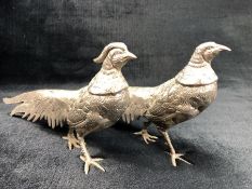 Pair of decorative metal pheasants, approx 26cm in length