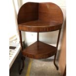 Georgian Mahogany corner washstand with pot shelf and single drawer, approx 112cm in height