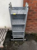 Folding aluminium ladder with platform