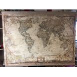 Large canvas map of the world approx 115cm x 88cm
