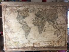 Large canvas map of the world approx 115cm x 88cm