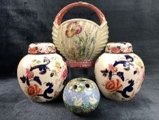 Small collection of ceramics to include a pair of Masons 'Mandalay' pattern ginger jars with lids (