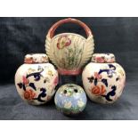 Small collection of ceramics to include a pair of Masons 'Mandalay' pattern ginger jars with lids (