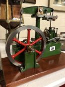 Stuart beam engine / stationary engine with accompanying Bambi silent compressor in full working