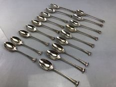 Collection (eighteen, 18) of Edwardian teaspoons London 1904 by William Hutton & Sons Ltd approx.