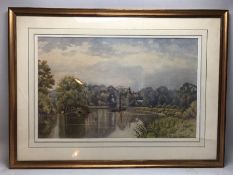 Watercolour by S. Key/99 of Popes Villa Twickenham signed and titled approx 65 x 41cm