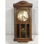 1930s German striking wall clock with pendulum and key