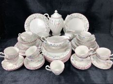 Summer Chintz tea and dinner set to include Teapot, sugar bowl, gravy boat, 6 serving plates, 6
