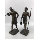 Pair of signed bronze figurines signed to base