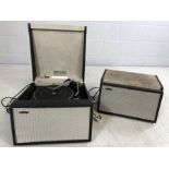 A vintage Hacker Gondolier mains electric transportable record reproducer, model number GP42, with