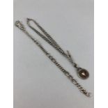 Two Silver hallmarked chains one with Albert and medallion (all links marked) approx 100g