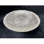 Decorative glass bowl with silver and white design approx 40cm in diameter