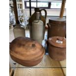 Collection of terracotta and earthenware to include a cider flagon