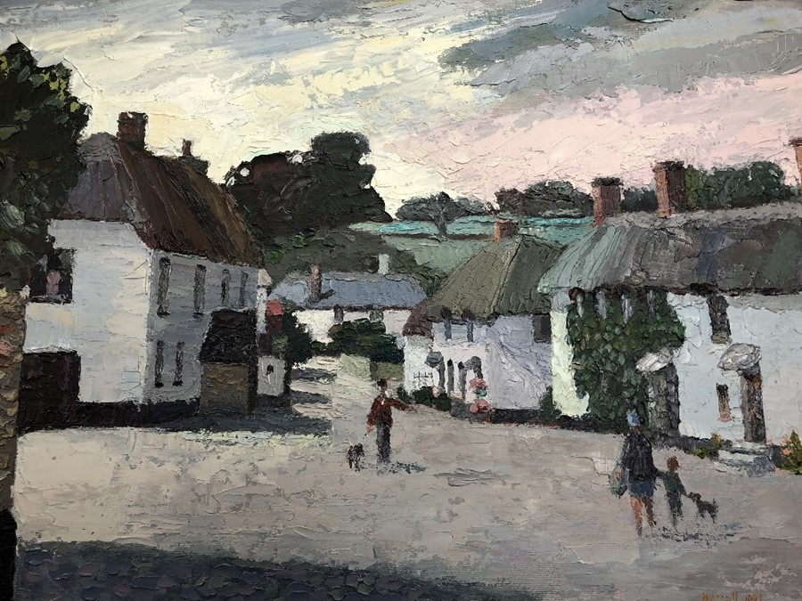 LOCAL INTEREST: Oil/acrylic on board - Colyton, Devon, signed bottom right Nuttall 1992, approx 44cm - Image 2 of 3