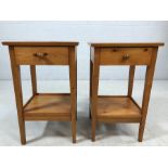 Pair of pine bedside tables with drawers and shelf under