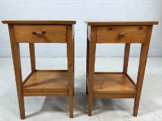 Pair of pine bedside tables with drawers and shelf under