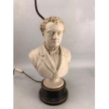 Lamp base in the form of a bust marked John A Andrew