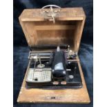 Early 20th Century vintage index typewriter by MIGNON, with original wooden case