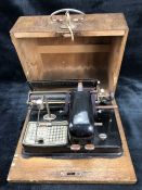 Early 20th Century vintage index typewriter by MIGNON, with original wooden case