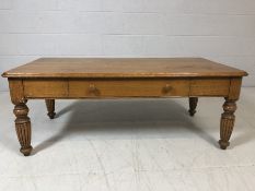 Coffee table with single drawer and carved legs, approx 122cm x 61cm