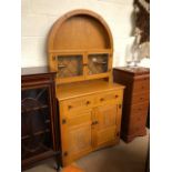 Dome topped dresser with two glazed doors, two further cupboards under and two drawers approx 93cm x