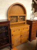 Dome topped dresser with two glazed doors, two further cupboards under and two drawers approx 93cm x