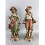 Pair of Large figurines by Sitzendorf approx 44cm tall bearing marks to base