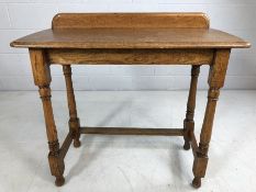 Oak console/hall table with upstand, approx 91cm x 40cm x 74cm tall