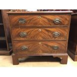 Low chest of three drawers, approx 77cm x 54cm x 70cm tall