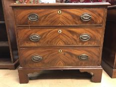 Low chest of three drawers, approx 77cm x 54cm x 70cm tall