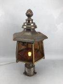 Converted oil / gas lamp by Tipton Revo with octagonal glass panes and converted for electricity