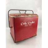Vintage red metal cooler marked 'Cola Cooler' approx 36cm tall