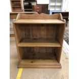 Antique pine shelving unit with three shelves approx 62cm x 77cm x 30cm deep