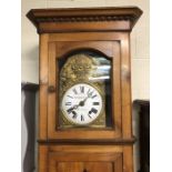 Large French longcase clock by Bretonnel-lavolley with weights and ornate pendulum