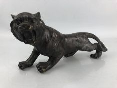 Bronze figure of a tiger, approx 30cm in length