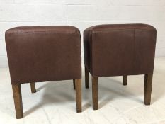 Pair of brown faux suede upholstered stools, approx 47cm in height