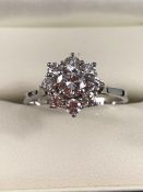 18ct White Gold approx: 1carat Diamond Daisy Cluster Ring, set with an approx: 0.25ct Brilliant