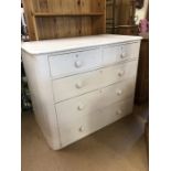 White painted antique chest of five drawers approx 112cm x 59cm x 89cm tall