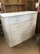 White painted antique chest of five drawers approx 112cm x 59cm x 89cm tall