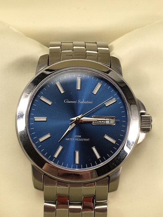 Gianni Sabatini large Blue faced watch with stainless strap and date aperture at 3 o'clock - Image 2 of 5