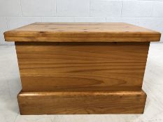 Solid pine low storage box, approx 61cm x 42cm x 40cm tall