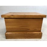 Solid pine low storage box, approx 61cm x 42cm x 40cm tall