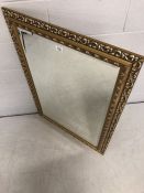 Large modern gilt-framed bevel-edged mirror approx 105cm x 75cm