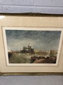 Pair of framed coloured prints of Venice Harbour, signed in pencil, ANTOINE GAYMARD, lower right,