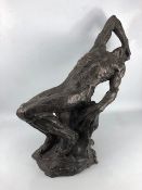 Large abstract male bronze, approx 60cm tall