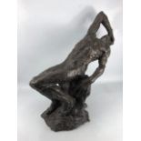 Large abstract male bronze, approx 60cm tall