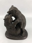 Bronze figure of two bears fighting, approx 20cm in height