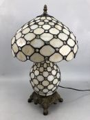 Tiffany style lamp with clear and translucent glass panels and pebbles approx. 50cm tall