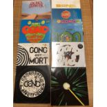 Vinyl: Eight Gong LPs including Flying Teapot, Camembert Electrique (both black & white label UK