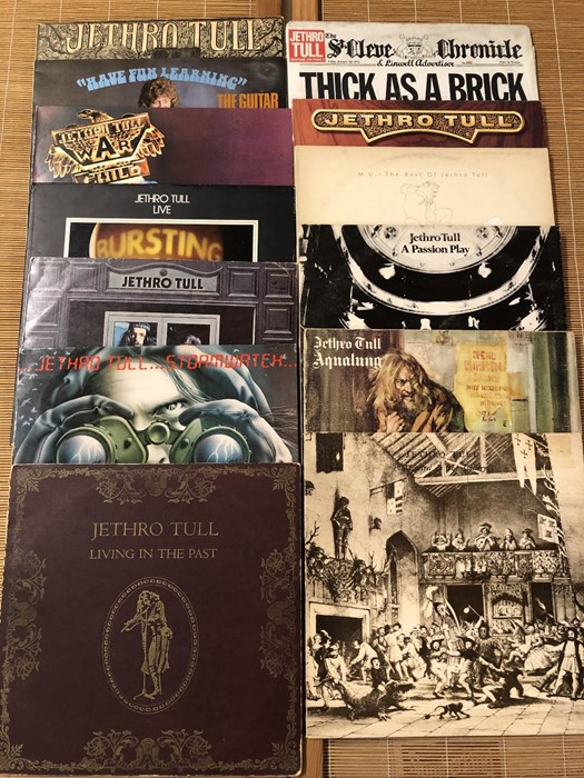 13 Jethro Tull LPs including "Stand Up" with pop-up sleeve (pink rim label), "Living In The Past"